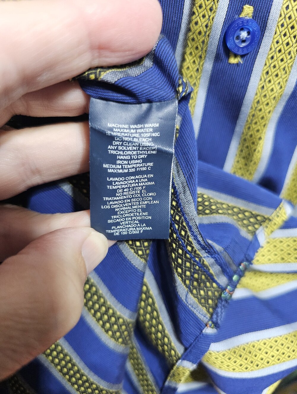 Robert Graham Men's Blue Chartreuse Striped Long-Sleeve Button-Up Shirt Size 2XL - Picture 9 of 12